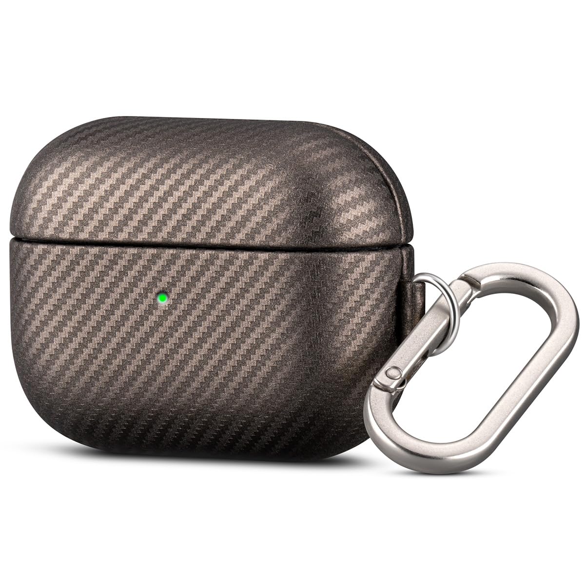 Haobobro Leather Case - for AirPods Pro 2 Case Cover with Keychain - Selected Skin-Friendly Leather, Carbon Fibre Texture, Handmade Hard Cover for