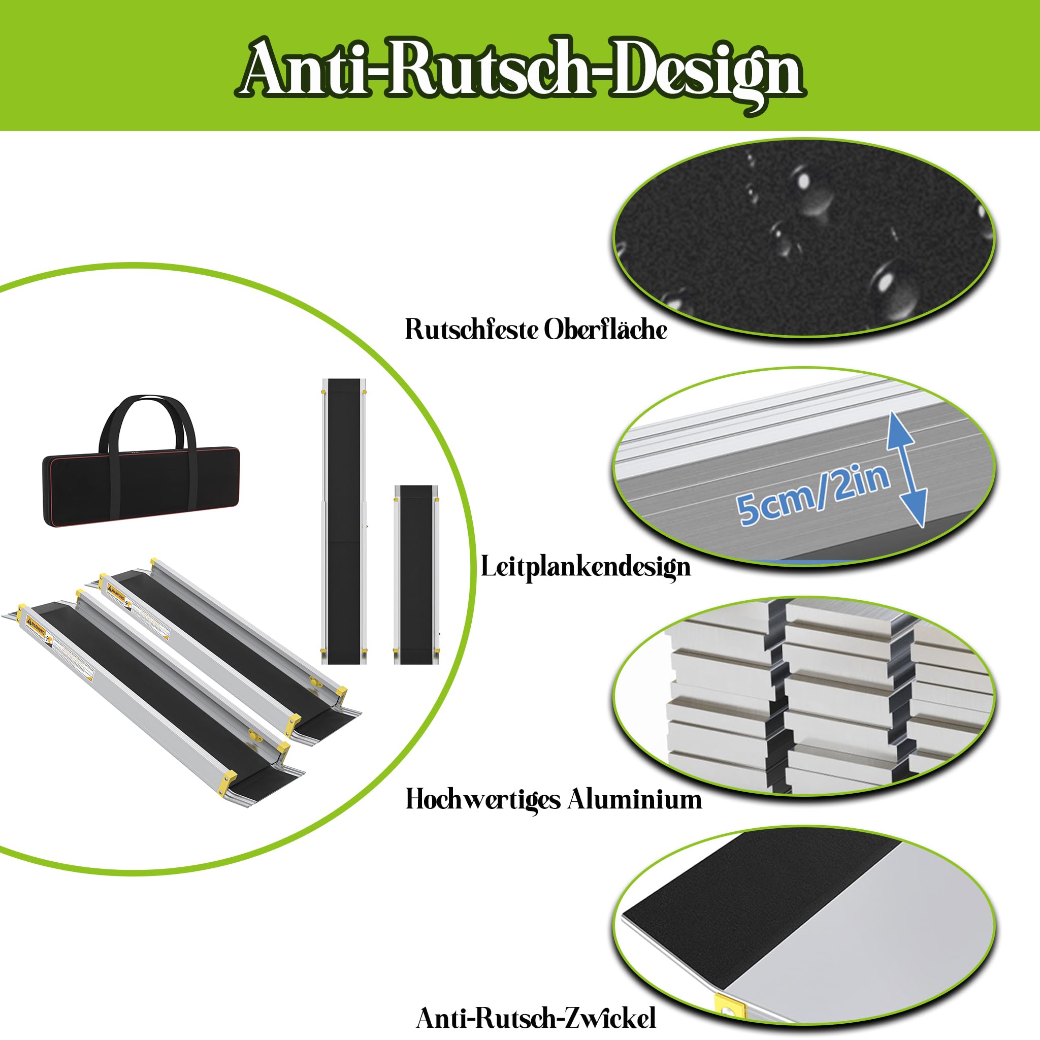XMTECH Rampa telescópica de aluminio con revestimiento antideslizante y bolsa de almacenamiento, rampa de carga ajustable con 300 kg, para escaleras, obstáculos, casa, pasos