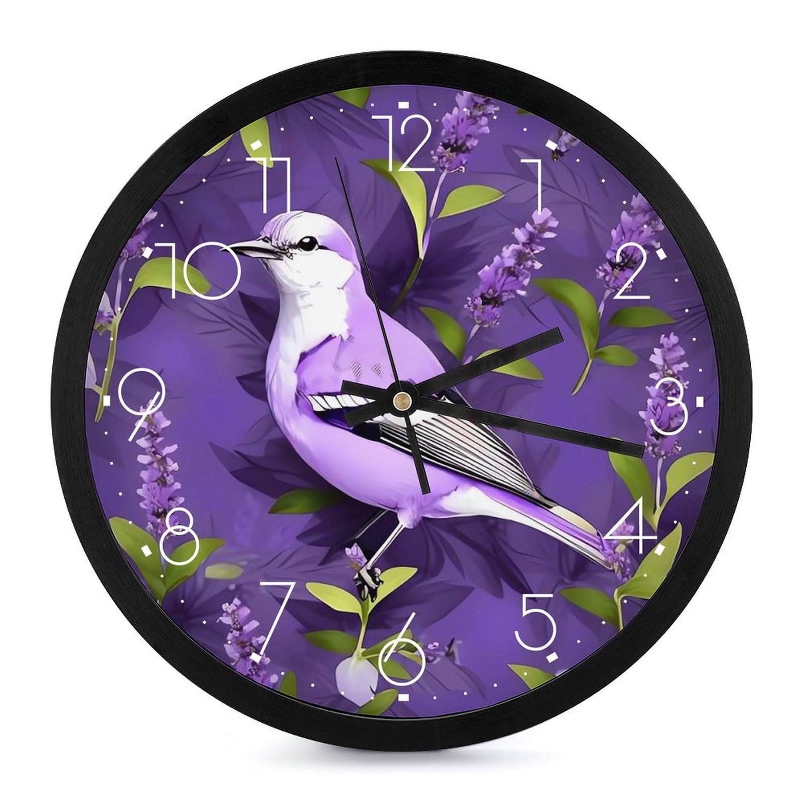 Horloge murale décorative fleurs violettes pour embellir le salon