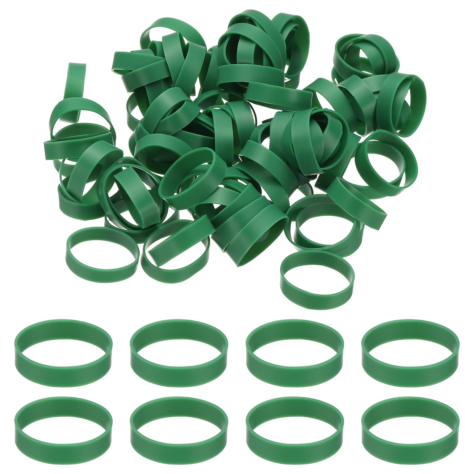 PATIKIL 250Pcs Silicone Cable Ties, 17mm Heavy Duty Small Strong Rubber Bands Silicone Rubber Bands for Cord Management Home Office Organization, Dark Green(27x5x0.6mm)
