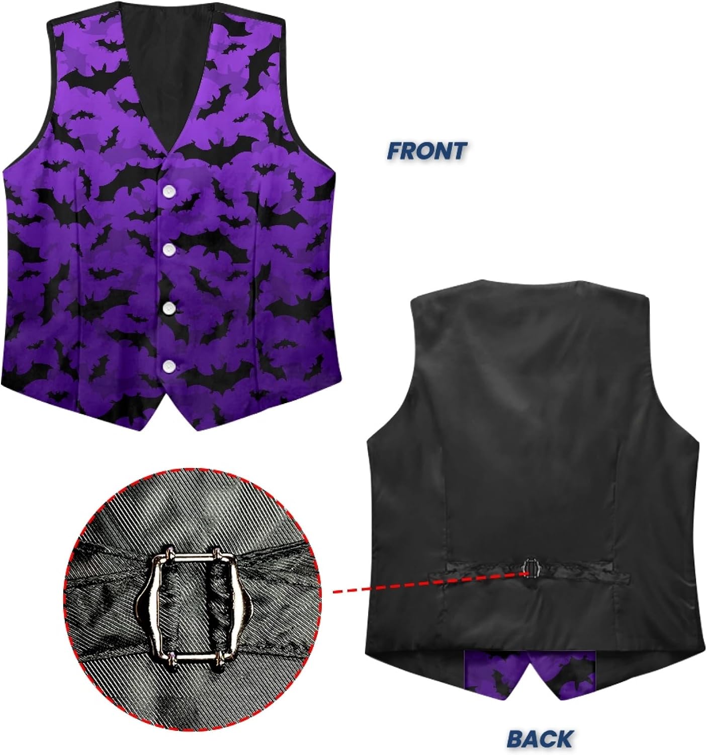 TOADDITDO Men's Halloween Suit Vests Formal Slim Fit V Neck Button Oversized Vest Waistcoat with Back Strap