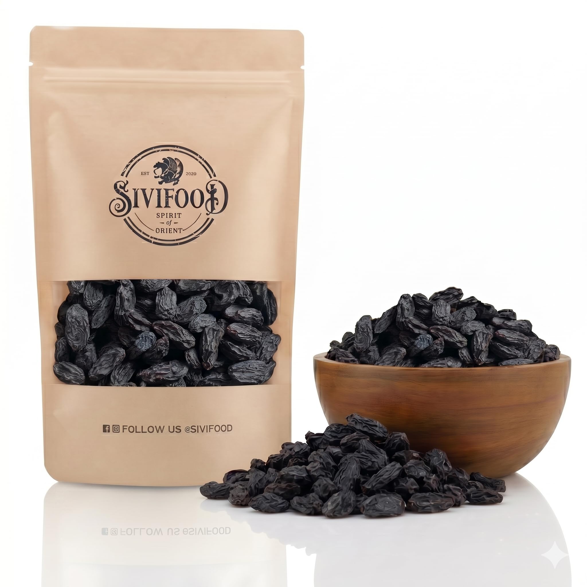 SIVIFOOD uvetta nera Jumbo senza zuccheri aggiunti 1kg – Naturale, dolce e succosa non solforate – Qualità premium – Ideale per snack, dolci, muesli o cucina – 100% frutta essiccata uva passa nera