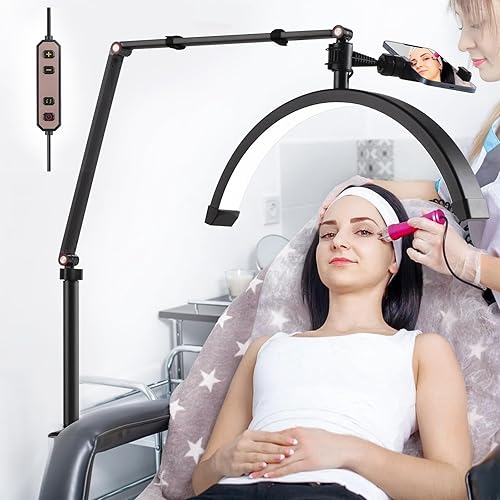 Miniatura 5 de Lámpara de luz LED para pestañas, lámpara de esteticista, luz de tatuaje para fotografía, belleza, maquillaje, cejas, lámpara de pie ajustable con