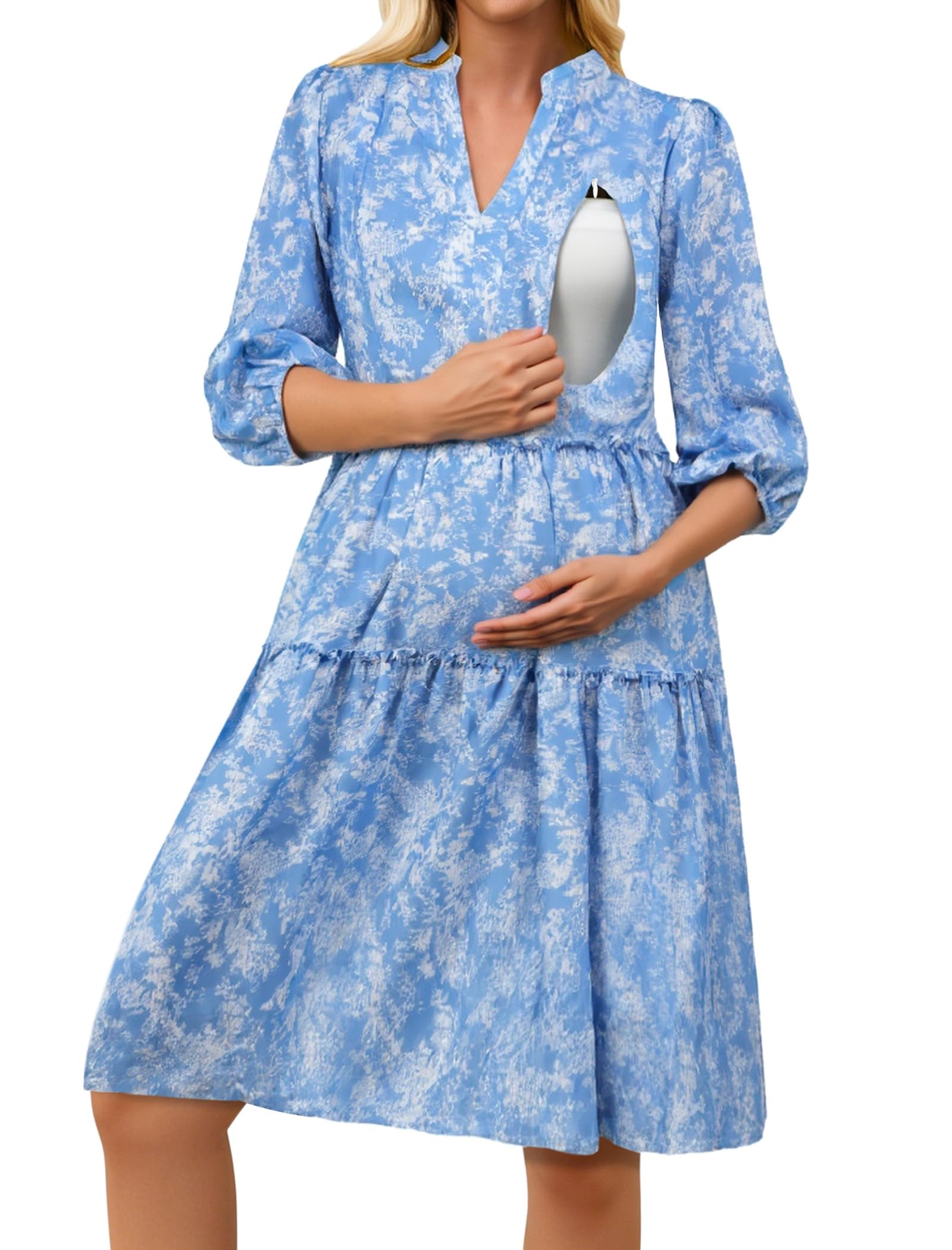 Angashion Hidden Zipper Nursing Dress