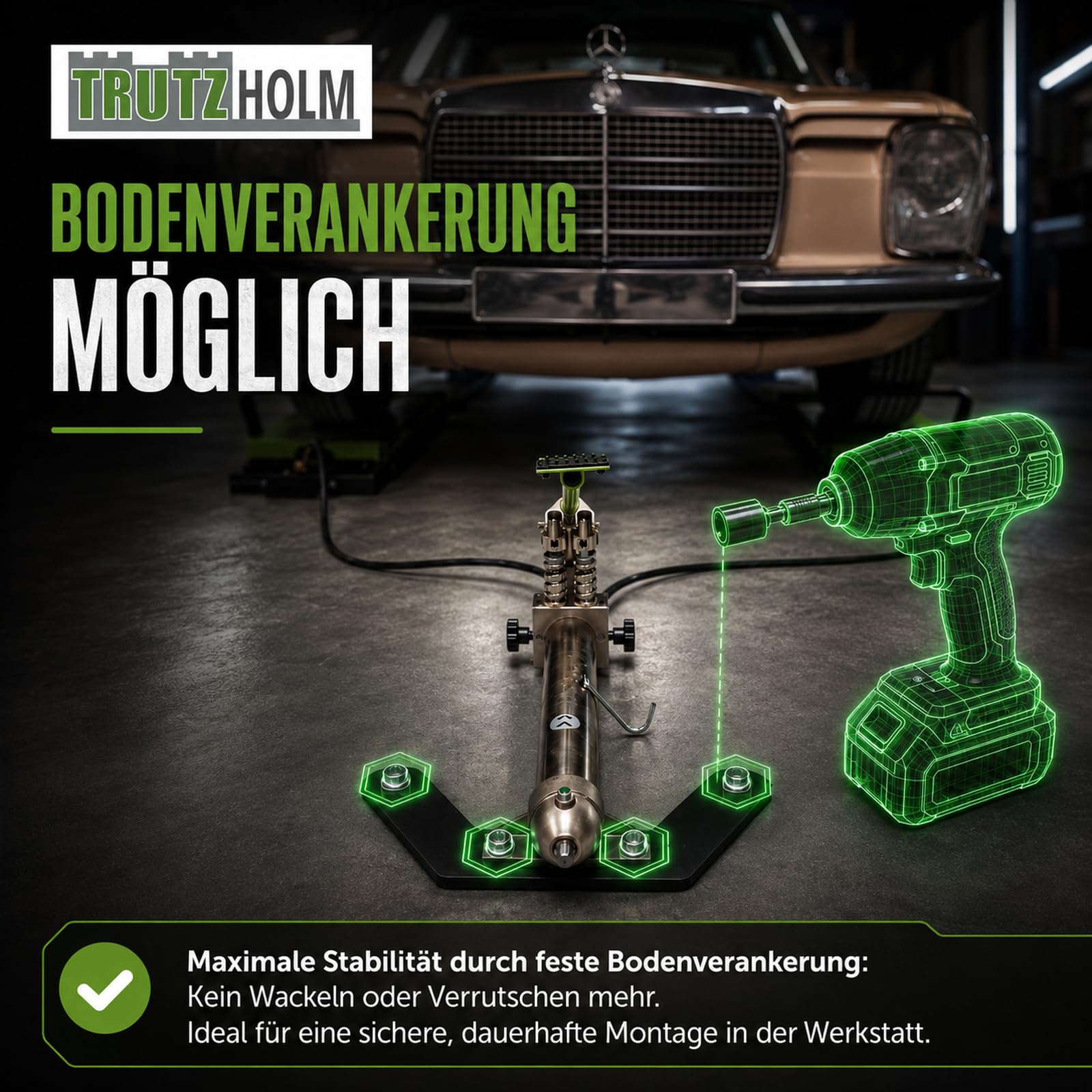 TRUTZHOLM Auffahrrampe hydraulisch höhenverstellbar Tragkraft 1360 kg Breite je Hebeplattform 34 cm doppelte Hebebühne Wagenheber Car Lift Scherenheber Montagerampe KFZ Rampe Auffahrbock schwarz/grün