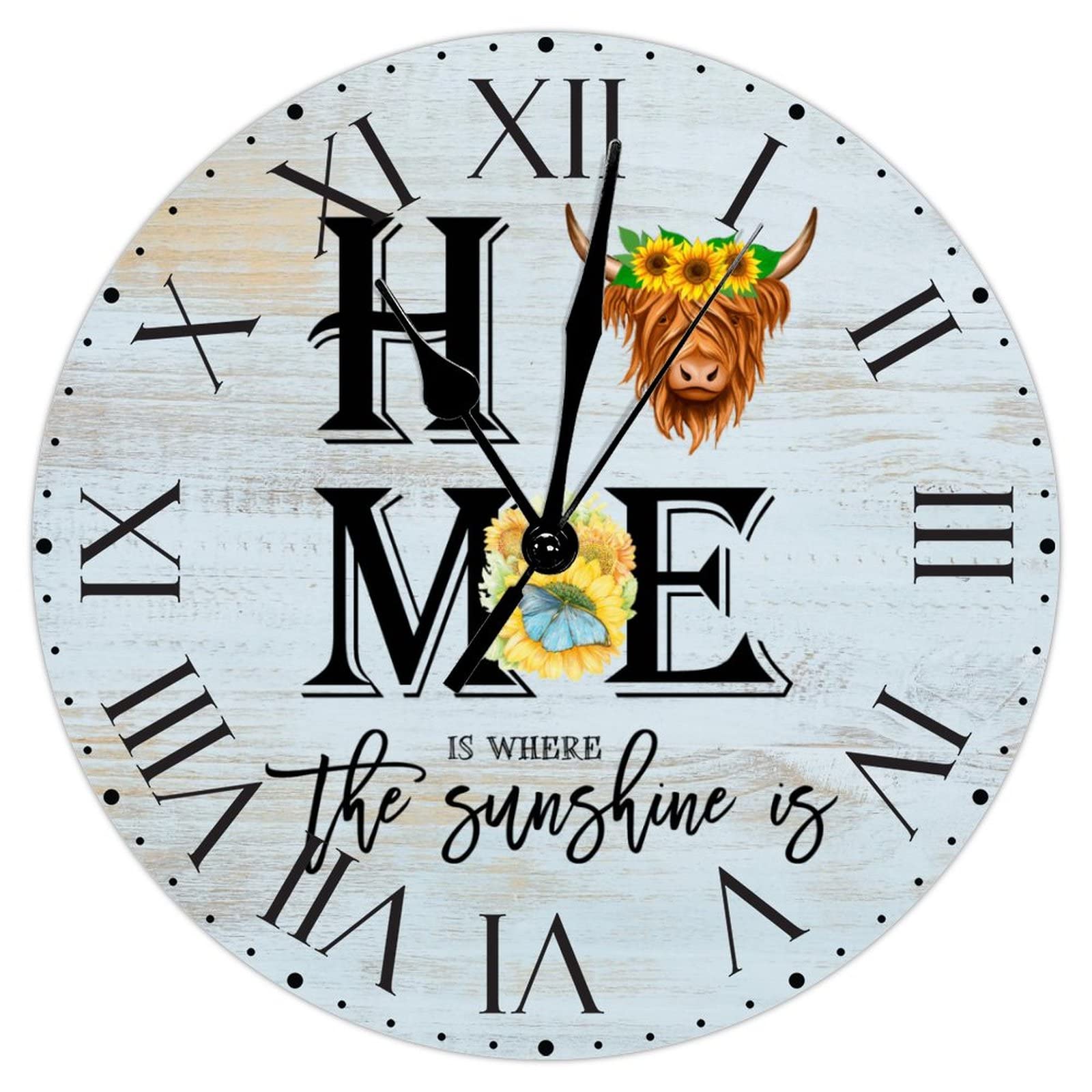 Horloge murale en PVC 30,5 cm avec chiffres romains pour salon et bureau