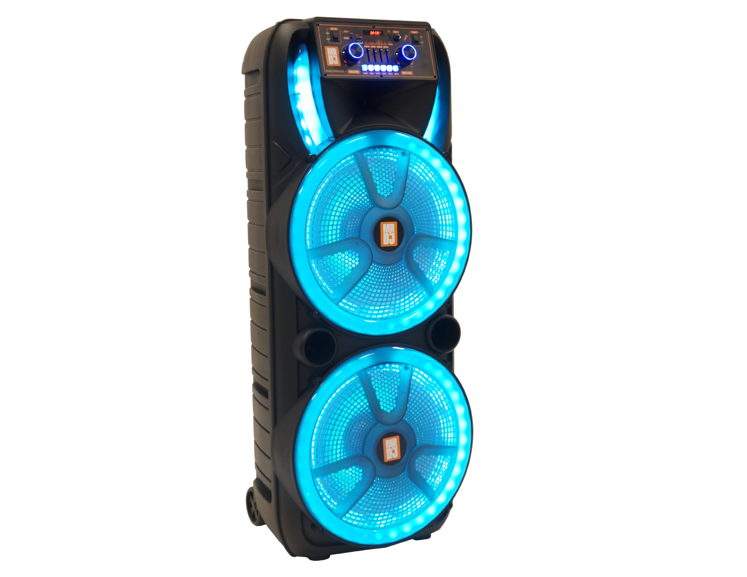 MR DJ Hollywood+ Dual 38.1 cm Wiederaufladbare Tragbare Bluetooth Karaoke Lautsprecher Party Flamme Lichter mit 2 Wireless Mikrofon TWS USB FM Radio