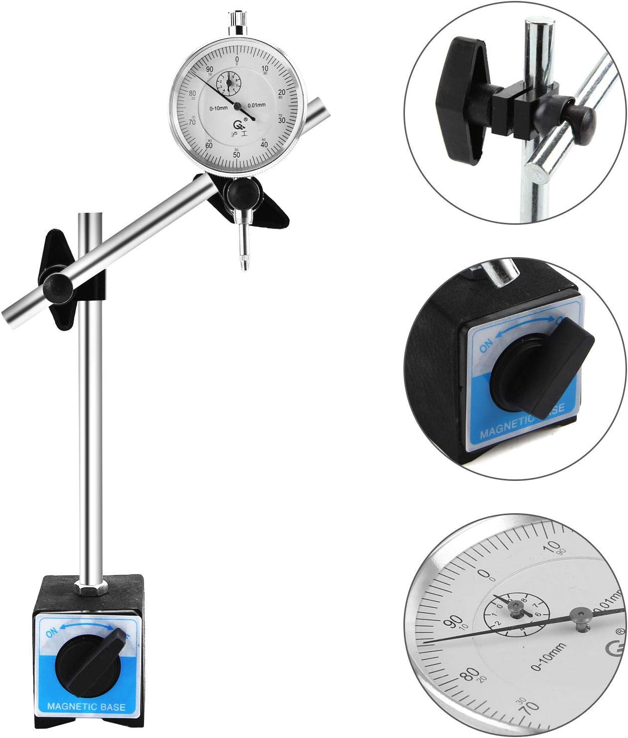 Shoze Dial Indicator Test DTI Gauge 0-10mm Double Pole Magnetic Base