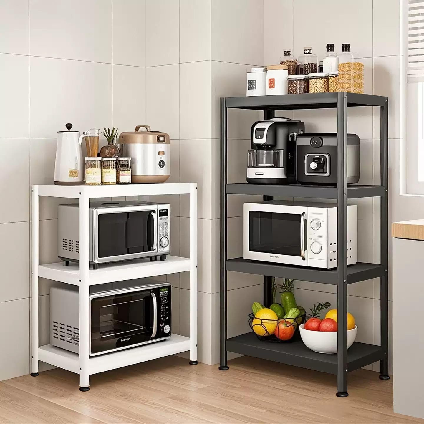 Scaffale Salvaspazio Scaffalatura Metallo Garage Scaffali da Cucina Scaffali in Metallo per Garage Ripiani Regolabili Scaffali A Colonna Black 40x30x160cm