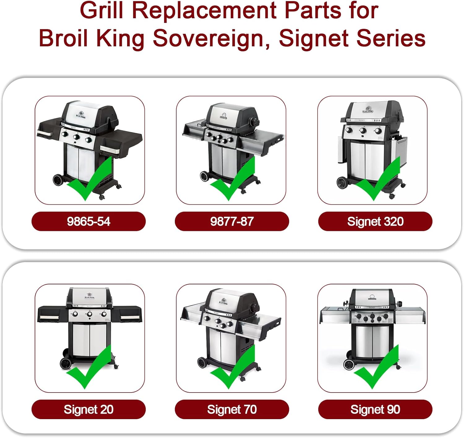 Hiorucet Grill Parts for Broil King 9468-54, 9468-57, 95693, 9864-27, 9864-54, 9864-57, 9865-24, 9865-27, Signet 20 320 40 70 90, Sovereign 20 70, Stainless Steel Heat Plates for Broil King Grill