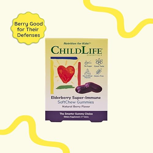 Miniatura 3 de CHILDLIFE ESSENTIALS Gomitas SoftChew superinmunes de saúco para niños, apoyo inmunológico con vitamina C y vitamina D3, suplemento inmunológico de