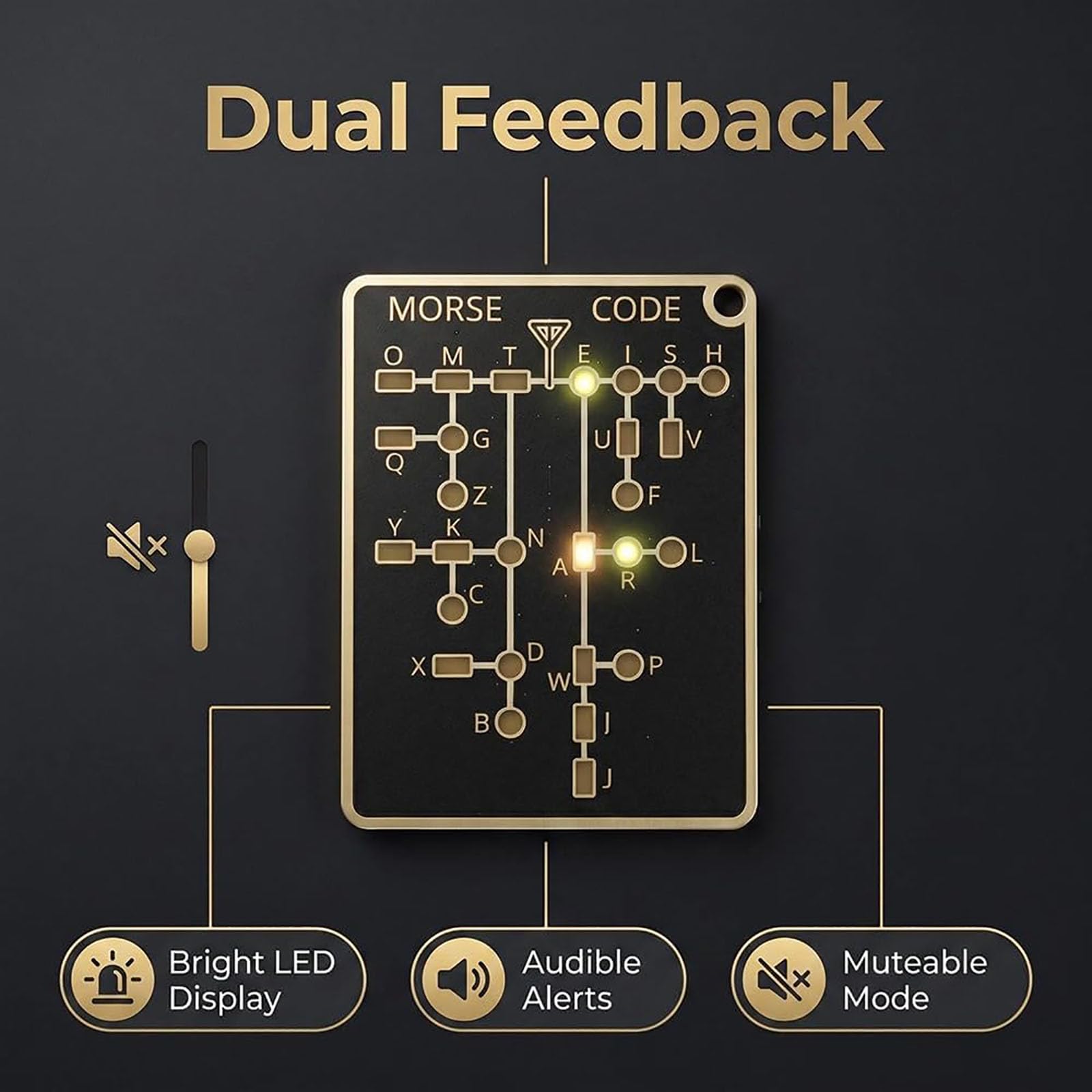 Morse Code Trainer Card Pro, Interactive Morse Code Learning Device, Real Time Decoding LED Signal Sound Modes, Portable Telegraph Practice Kit, Record Playback Gadget for Adults Beginners (1pcs) — view 5