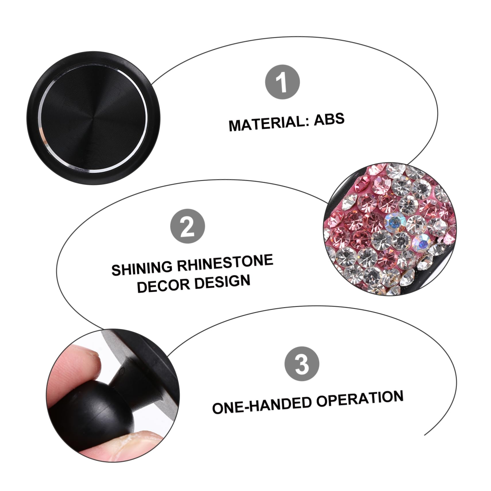 Didiseaon 3pezzi Supporto Per Telefono Auto Con Strass Portatile e Facile Da Installare Per Ventilazione Auto Compatibile Con Smartphone Design Elegante e Leggero