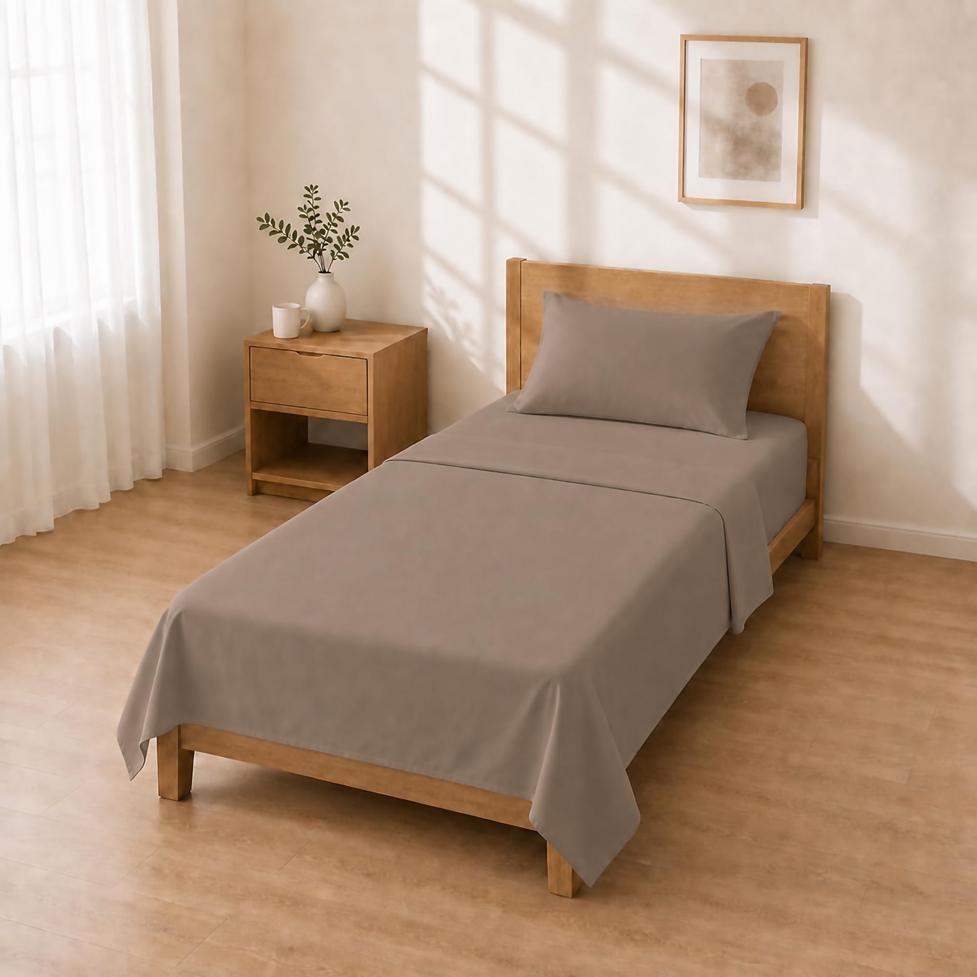 Microfibre Sheet Set 90 x 200 + 30 / 160 x 280 + 50 x 80 1 Pieces, Taupe Grey