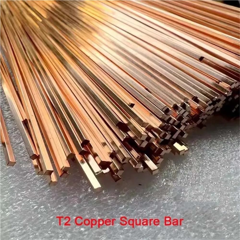 T2 Kupfer-Vierkantstange for CNC-Metallbearbeitung, robustes, flaches Vierkant-Stabband aus reinem Rotkupfer, 495 mm Länge(3x3x495mm)