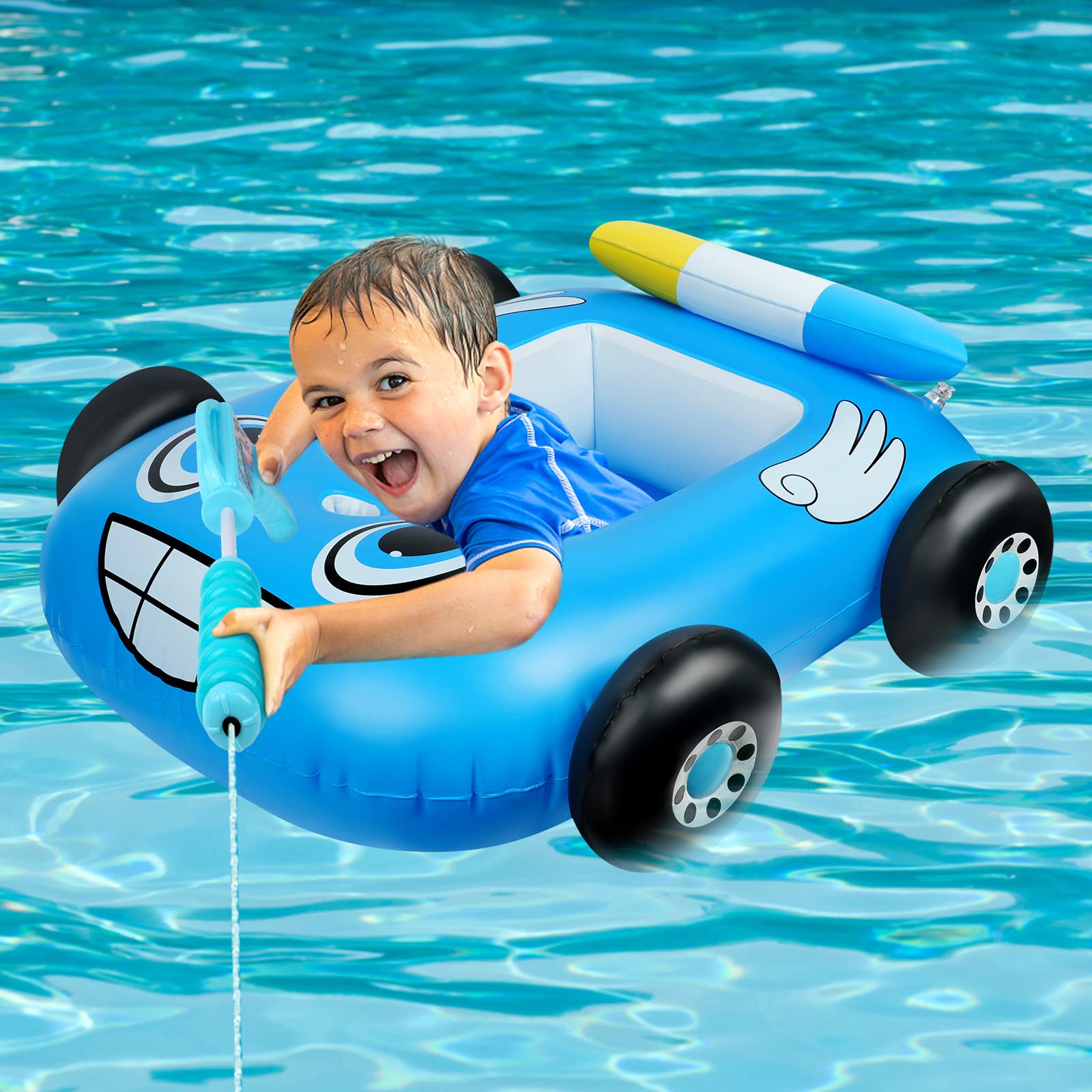 Vicloon Flotador Bebe,Flotador de Piscina para bebé con toldo Desmontable,Anillo de natación para bebé Inflable,Flotador Bebé para niños pequeños