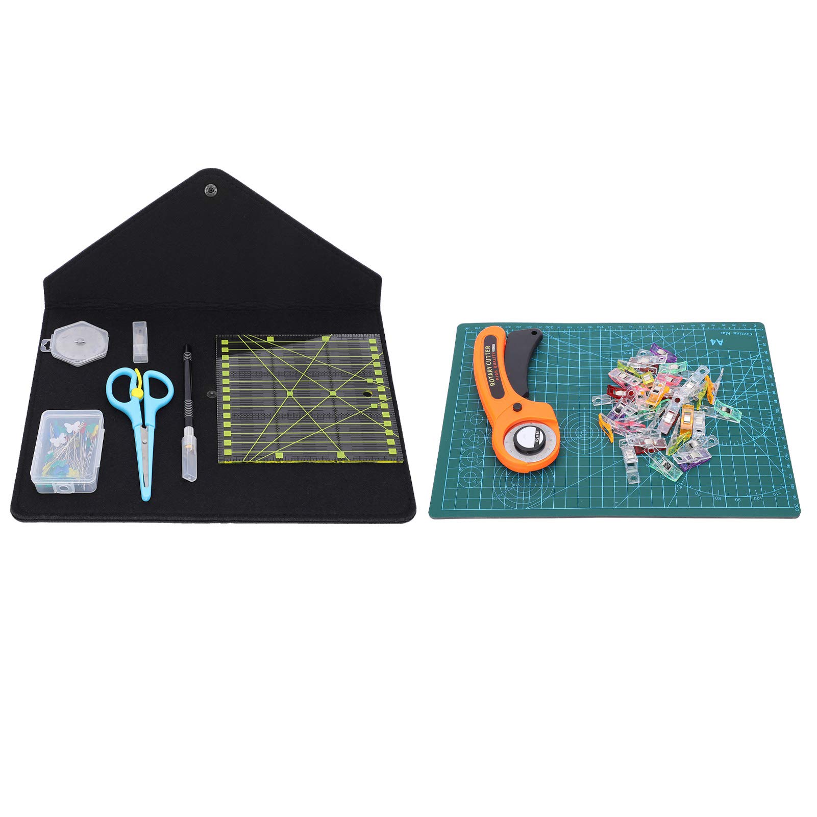 Set Taglierina Rotante, Kit Taglierina per Tessuto con 5 Lame Rotonde 1 Taglierina Rotante per Tappetino da Taglio A4 per Tessuto