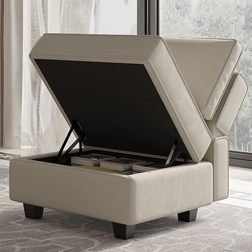 Miniatura 62 de Belffin Sofá modular Módulo medio con almacenamiento Accent Silla sin brazos para sofá modular seccional terciopelo gris Gris,Negro -,Azul,Verde