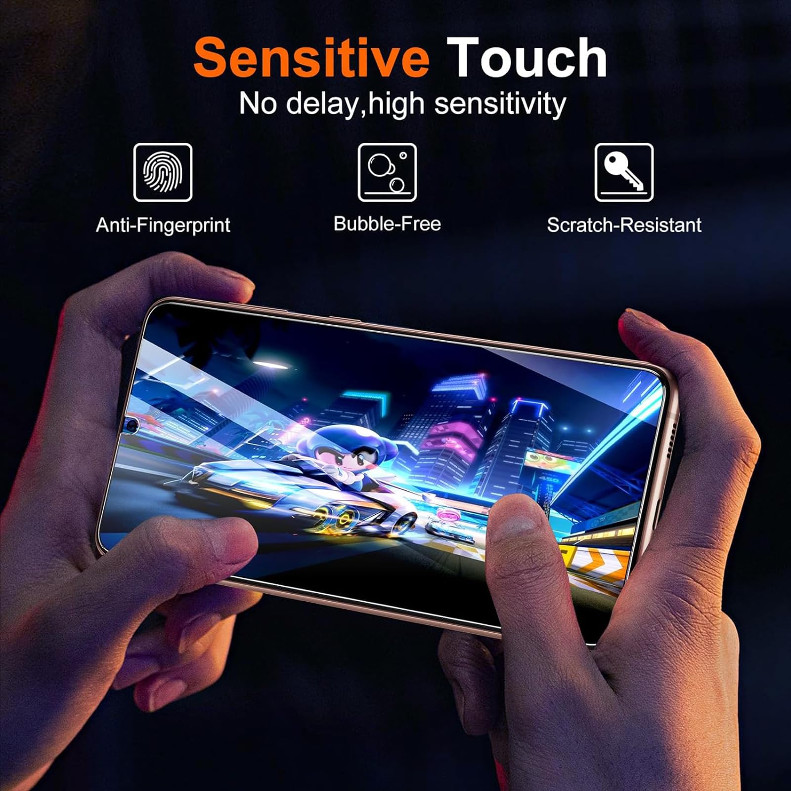 Protector de pantalla para OnePlus 12R, vidrio templado de dureza 9H con protector de lente de cámara, compatible con sensor de huellas dactilares, sin burbujas, resistente a los arañazos para OnePlus
