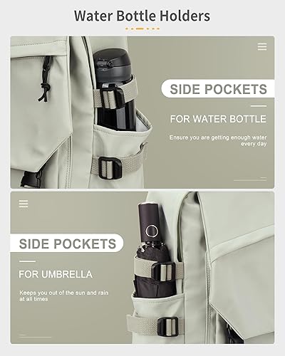 Miniatura 7 de coofay Mochila casual Mochila de viaje, A-gris verde, Mochila casual diaria