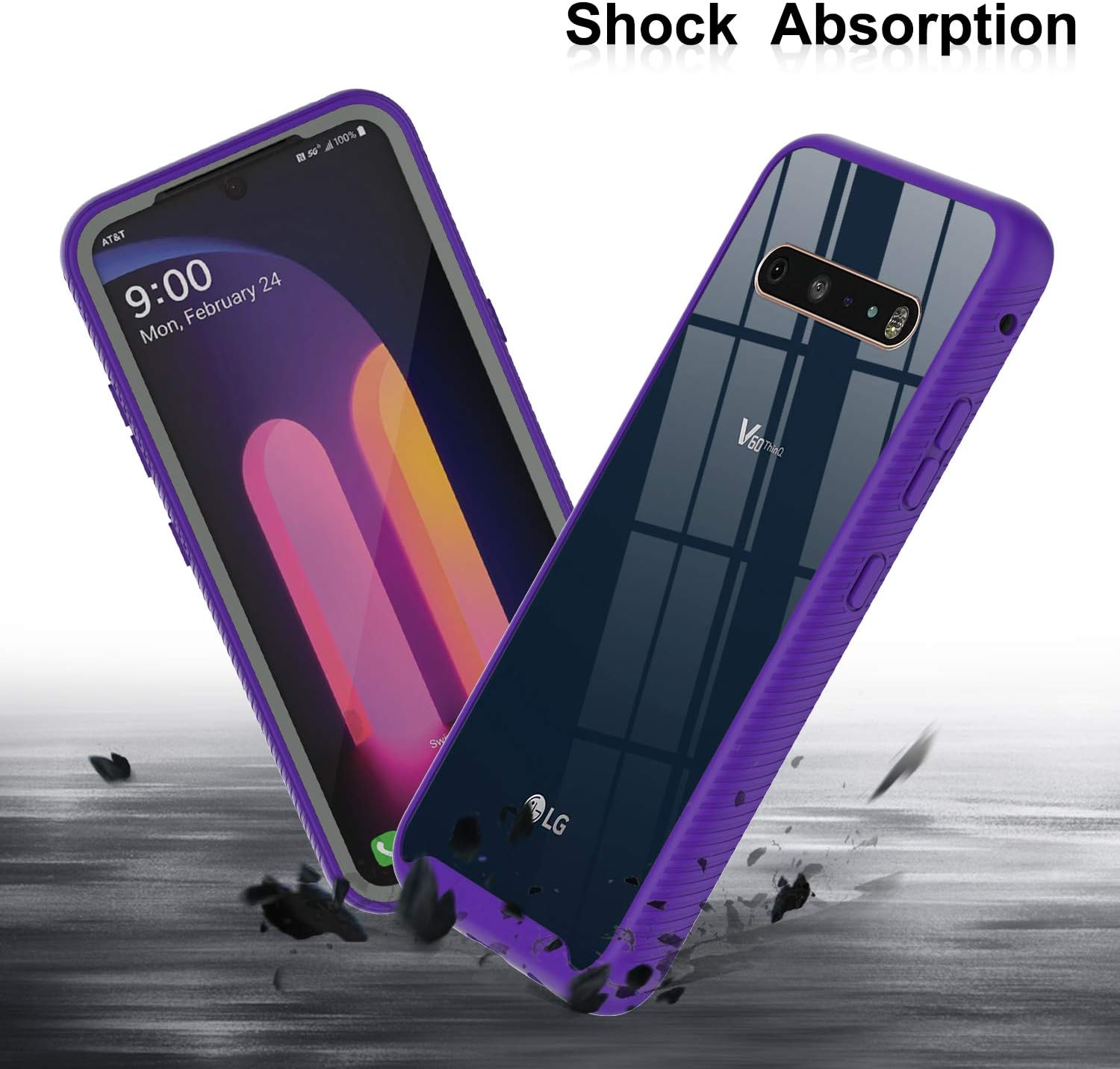 LeYi Compatible for LG V60 ThinQ Case, LG V60 Case, Full-Body Protective Shockproof Bumper Anti-Scratch Rugged Hybrid Clear Phone Cases for LG V60 ThinQ/LG G9 ThinQ/LG V60 (2020), Purple