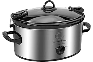 CC-SL-6100-LL-SS 6-Quart Oval Slow Cooker with Locking Lid and Stainless-Steel Exterior