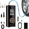 Portable Tyre Pump for Car, Cordless Car Tyre Inflator Air Compressor, Electric Mini Bike Pump with Digital Pressure Gauge 150PSI, Dual Value Display, LED Light, Bike, Motorbike, Ball