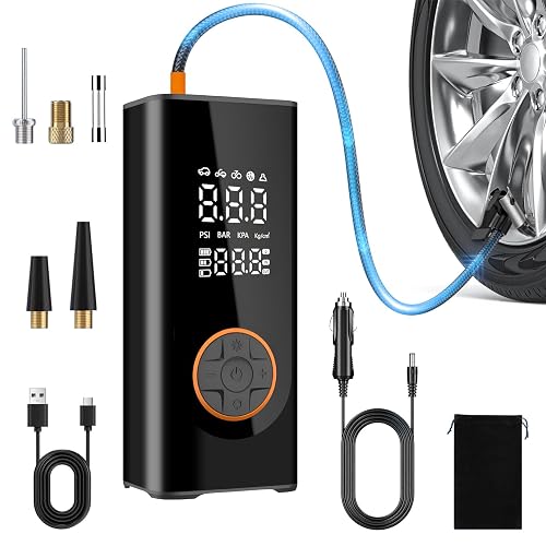 Portable Tyre Pump for Car, Cordless Car Tyre Inflator Air
