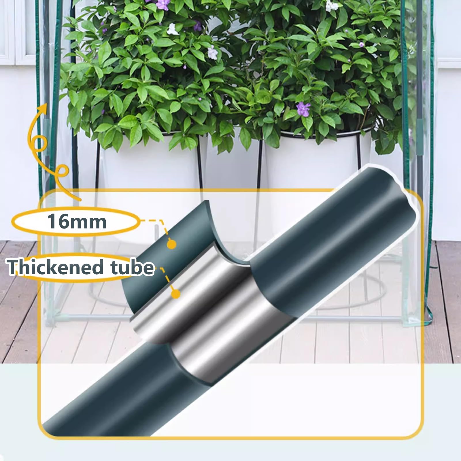 Clips de soporte de invernadero resistentes, soportes de tubería de acero recubiertos de plástico para interiores y exteriores, adecuados para plantas y flores