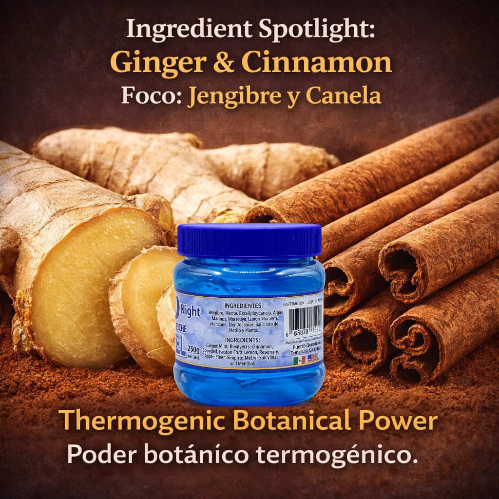 Ginger Cold Gel De Jengibre 250g–Intensive Criogenic Body Firming–Nighttime Formula w/Cinnamon,Seaweed& more– Cooling Massage Gel for Skin Toning & Contouring – 100% Natural by lo+natural,Panza.