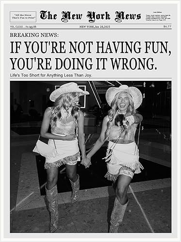 Arte de pared con estampado de periódico vintage, póster feminista moderno en blanco y negro de 12 x 16 pulgadas, decoración estética retro para