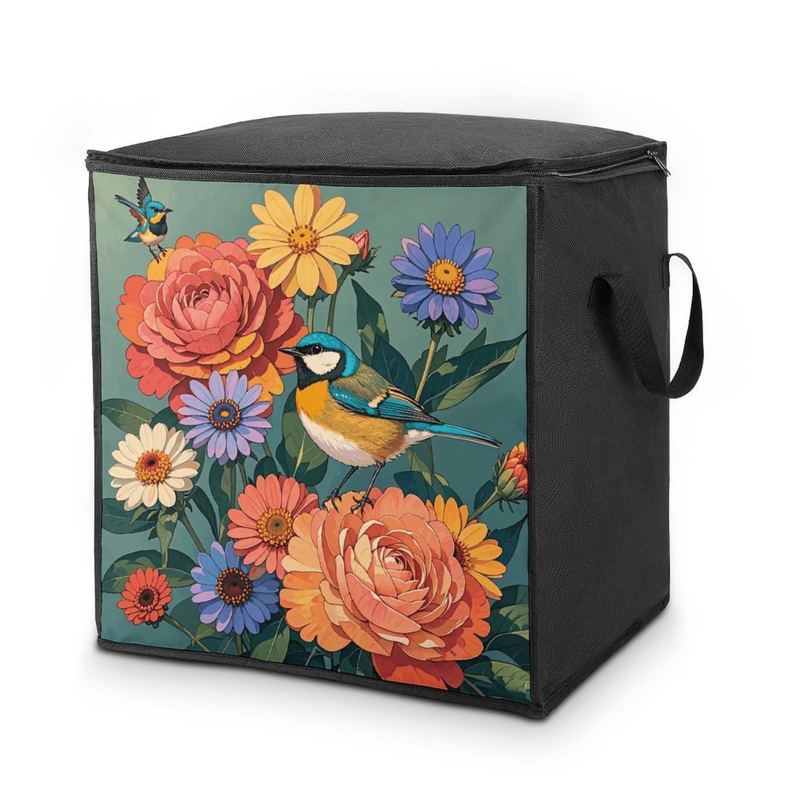 Sac de rangement pour vêtements coloré à fleurs grand format