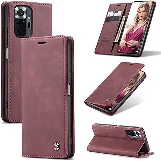 Phone Case Compatible with Redmi Note 10 Pro 4G Case, Premium PU Leather Flip Case Magnetic Card Slot and Functional Holder Compatible with Redmi Note 10 Pro 4G (Red)