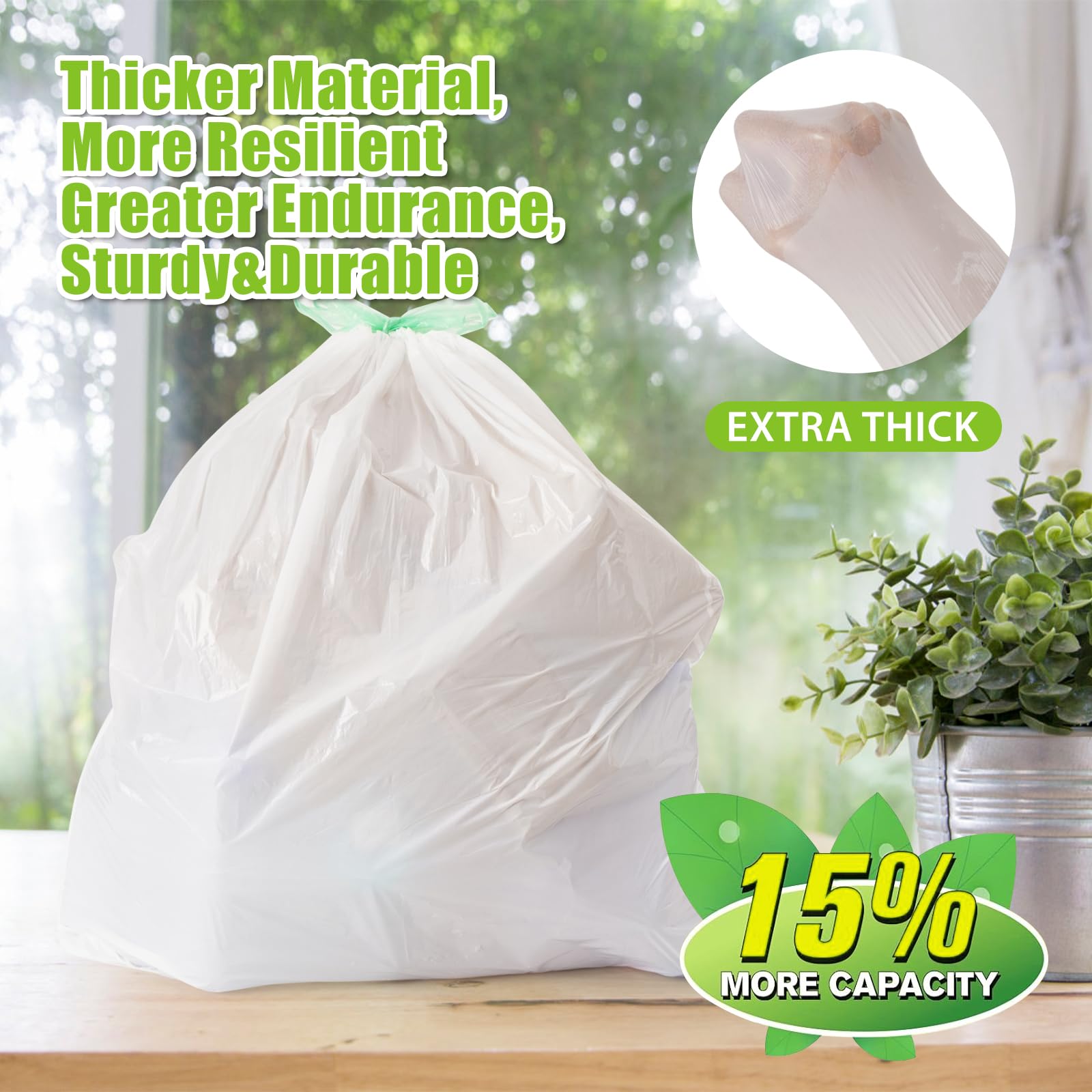 ValueGuard Bolsa de basura grande de 13 galones, ultra fuerte, con cordón alto, reciclada, estándar, para cocina, oficina, 0.6 mil (110 unidades)