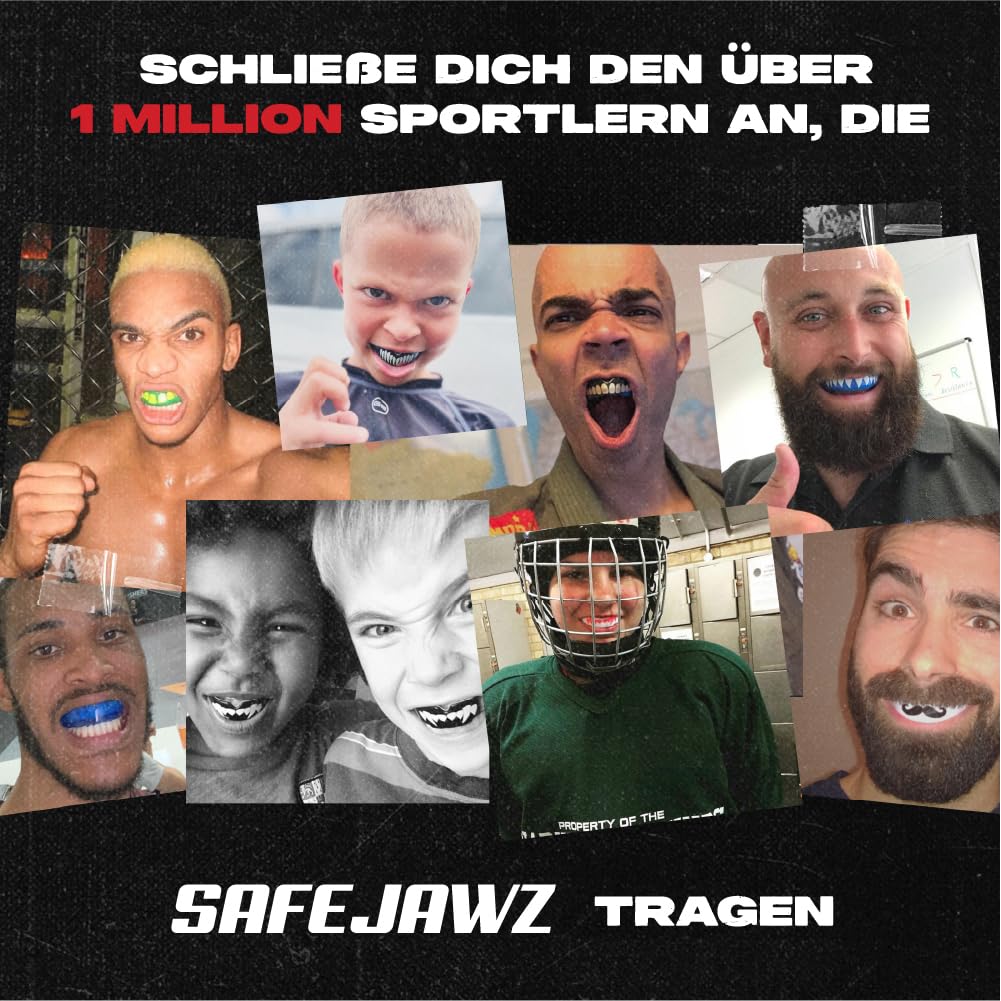 SAFEJAWZ Sport Zahnschutz für Zahnspangen Einheitsgröße Sport Mundschutz Für alle Vollkontakt-Sportarten einschließlich Rugby, MMA, Kampfsport, Kickboxen, Judo, Hockey & Boxen (Transparent)