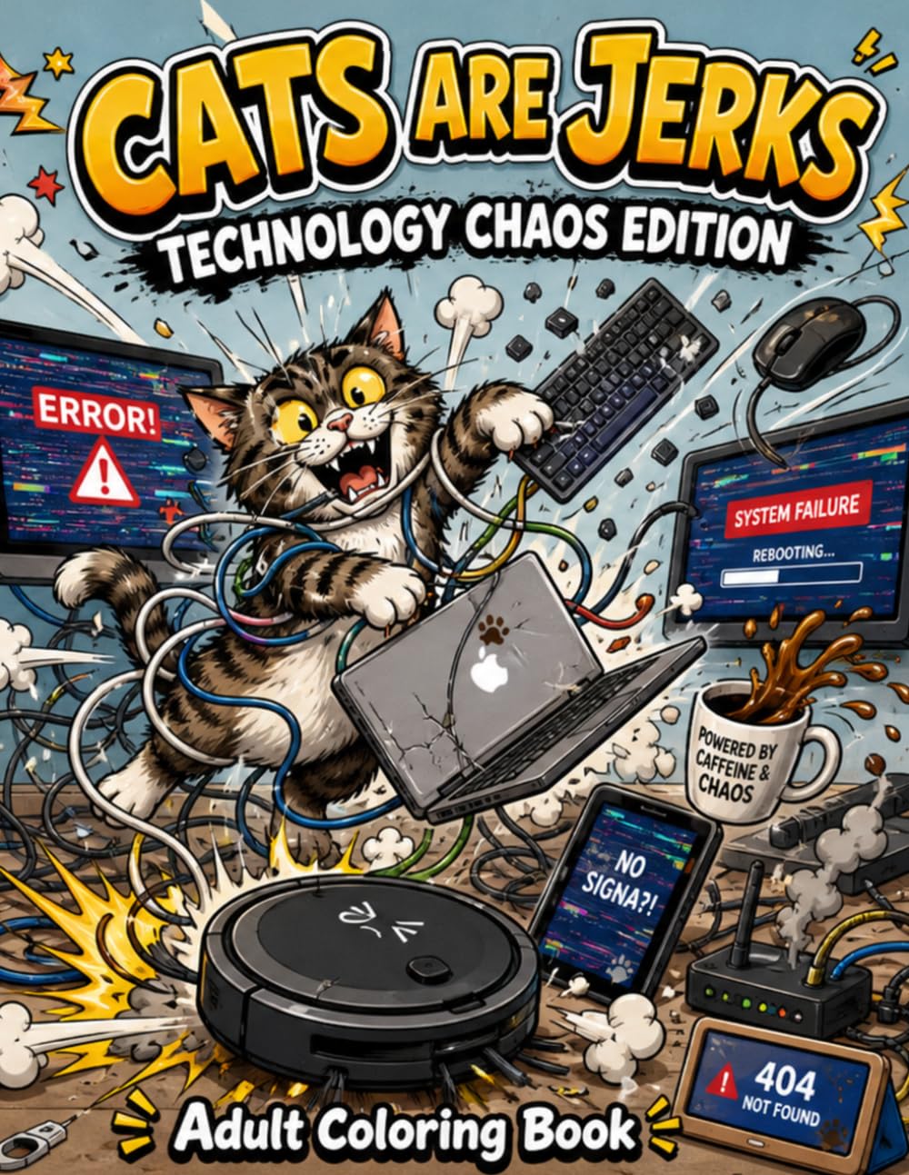 Cats are Jerks: Technology Chaos Edition Adult Coloring Book