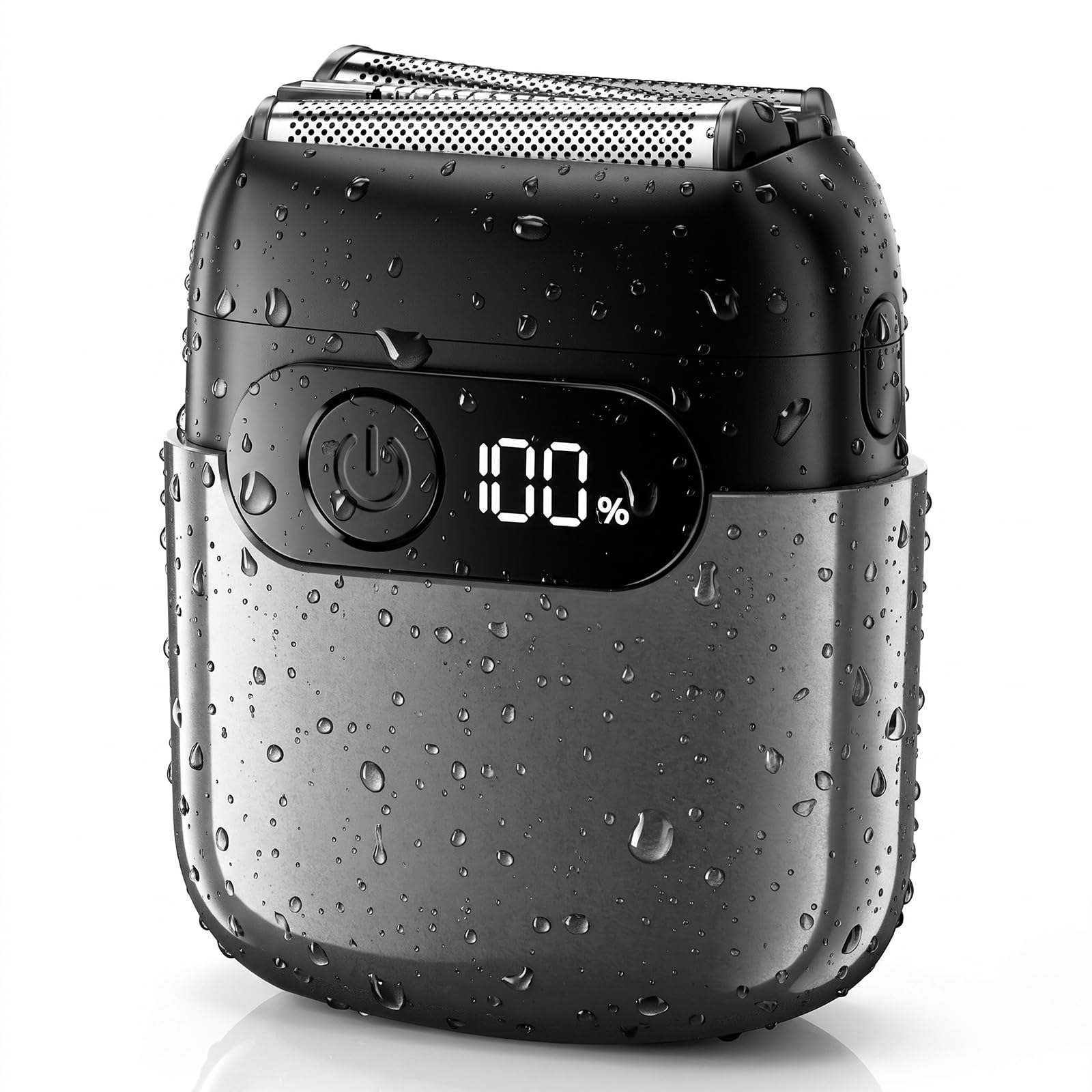 Electric Foil Shaver for Men,Compact 3D Floating Shaving Heads, Electric Razor for Men,IPX8 Waterproof, USB-C Fast Energy, 90-Min Runtime,LED Info Display, Wet/Dry Adaptability, Travel Lock,Pewter