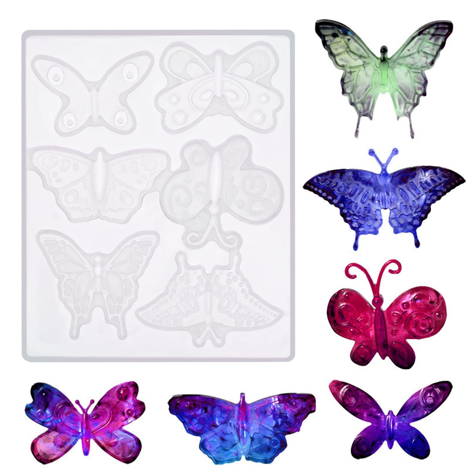 Molain 3D Butterfly Epoxy Resin Model Lifelike Butterfly Shape Resin Necklace Pendant Brooch Models Silicone Butterfly Casting Supplies for Office Living Room Garden Wall Decoration