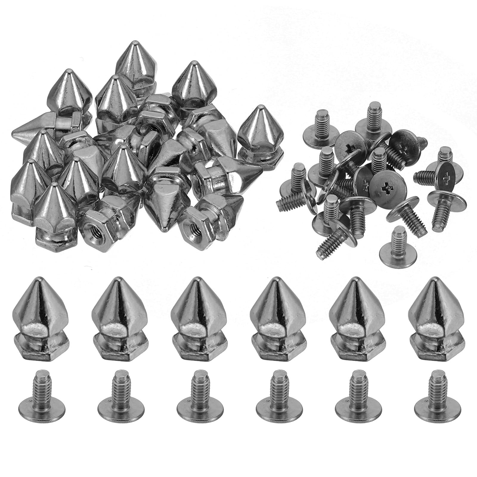 PATIKIL 14mm Studs for Clothing 20 Sets Studs and Spikes Leather Rivets Cone Spikes Metal Screw Studs for Clothing Leather Crafts Fabric Shoes Punk Bag Leathercraft
