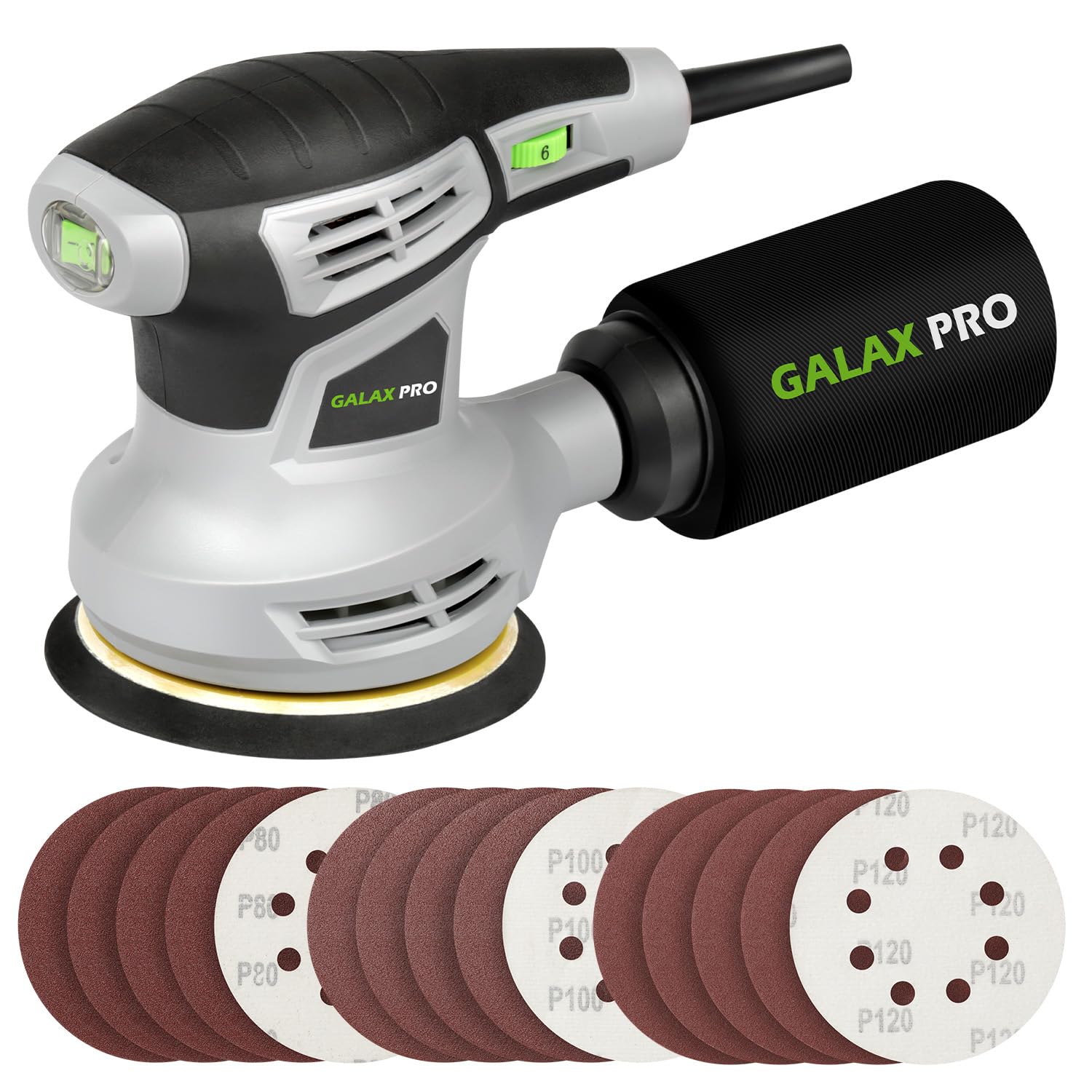 5-inch Random Orbital Sander Corded 2.4-Amp with 15PCS Sandpapers | 13000 OPM Electric Pa…