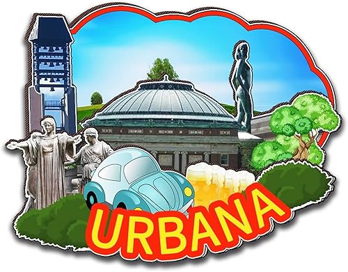 Urbana Illinois USA - Imán de madera para nevera, 3D, monumentos de viaje, coleccionables, recuerdos, decoración hecha a mano, 2