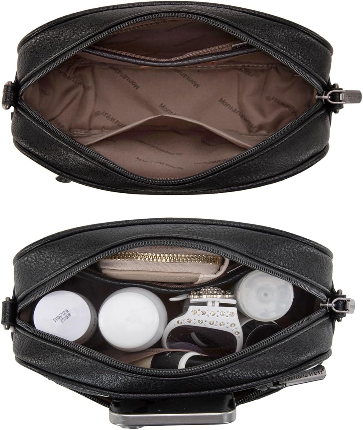 Montana West Small Crossbody Bags for Women Cow Print Purse Triple Zip Shoulder Handbags with Wide Strap - Image 6