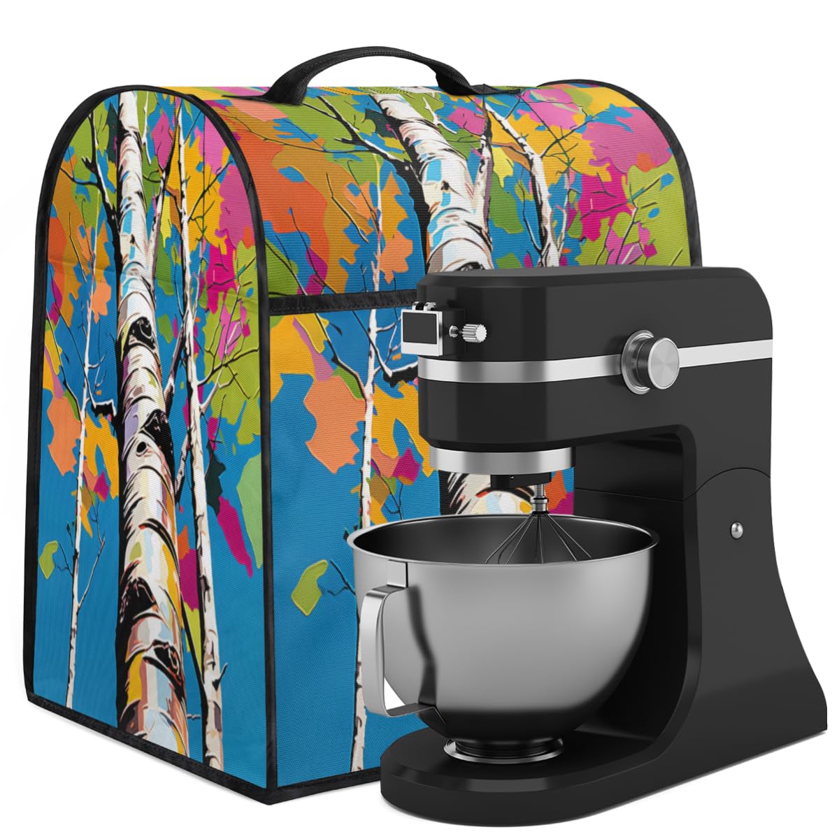 Coffee Maker Cover Watercolor Birch Kitchen Appliance Covers Small Appliance Covers Blender Cover Juicer Cover Dust Covers for Kitchen Appliances with Top Handle and Pockets,Washable,C984