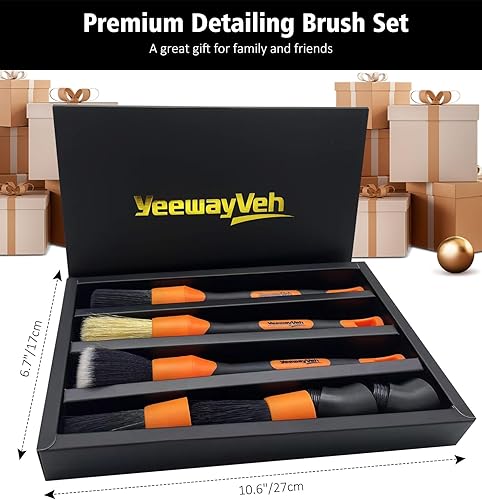 Miniatura 2 de YeewayVeh Juego de 7 cepillos para detalles de automóvil, paquete de 7 cepillos de detalles para salpicadero, motor, bahía de aire, rejillas de