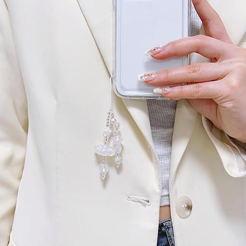 Miniatura 6 de SZXYCZL 2 dijes con cuentas para teléfono, Y2K, lindas nubes brillantes, luna y estrella oscura, mariposa de metal, antipérdida, decoración para