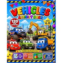 Vehicles Activity Book Sick Day Activities for Kids Home Resting Mazes, Shadow Matching and Dot to Dot with Police Cars, Motorcycles and Construction Trucks, Ages 4-8