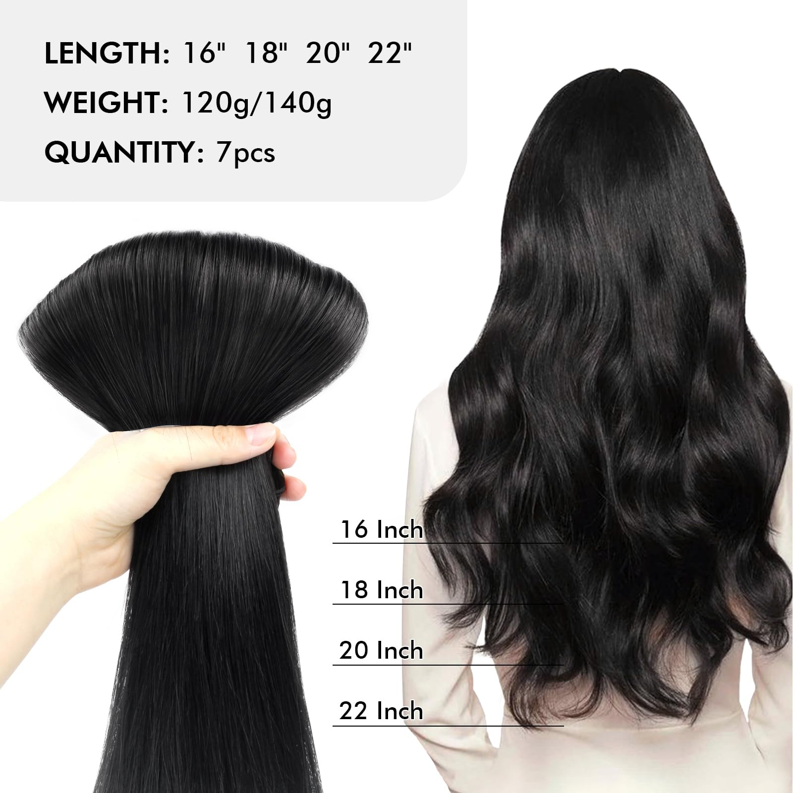 Amazon.com : Sixstarhair Jet Black Clip In Hair Extensions 
