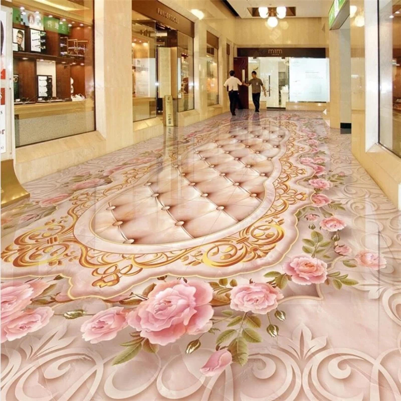 Sticker carrelage de sol rose pour relooker la chambre ou la salle de bain