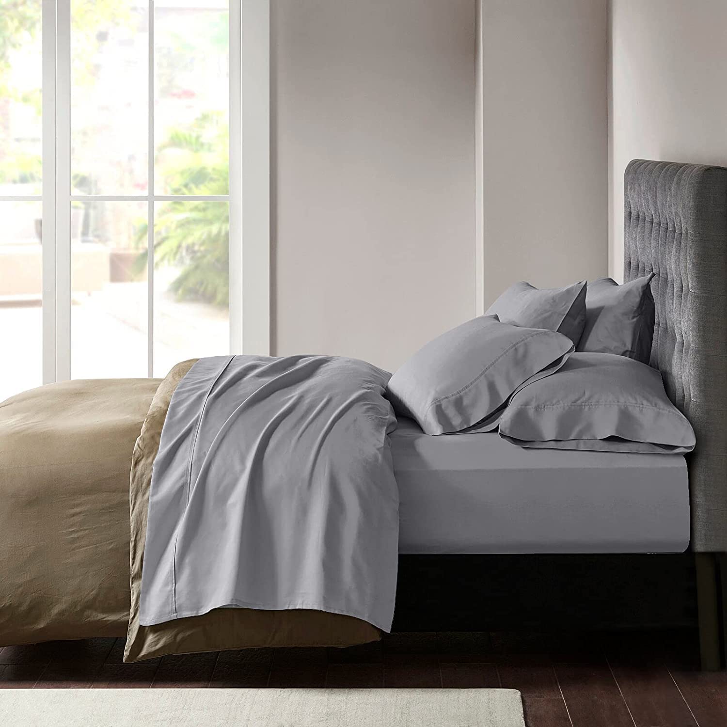 Set 2 Federe Cuscino 40x80 Cm - 100% Cotone 150 G/m&sup2;, Grigio, Morbide E Traspiranti