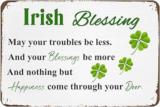 St Patricks Day Metal Tin Sign,Irish Blessing May Your Troubles Be Less Retro Tin Signs for Home Bars Restaurant Kitchen Bar Coffee Shop Pubs 12x8 Inch